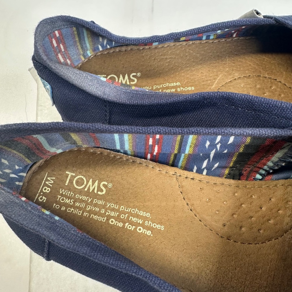 TOMS Womens Alpargata Navy Blue Canvas Slip On Flat Shoes Size 8.5 1002810319-10 - Picture 3 of 9